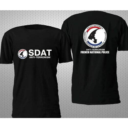 New Fashion Men Tee Shirt NEW FRENCH POLICE SDAT ANTI TERRORISM MILITARY T SHIRT Men O-neck Tshirt Tees Tops