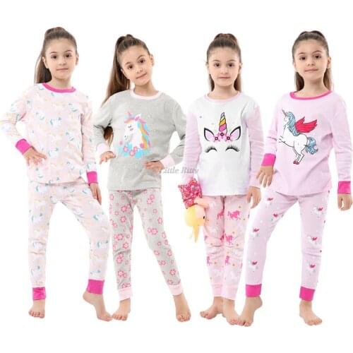 Girls Rainbow Unicorn Pajamas Sets Children Full Sleeve Cotton Pyjamas Sets Boys Pajama for 2-8Years Pijamas Infantil