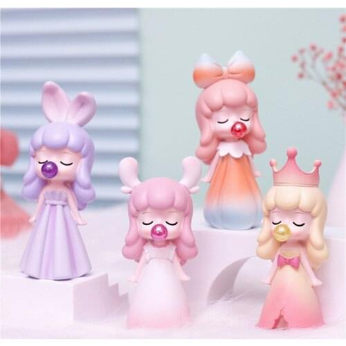Princess and Angel Girl Sculpture Resin Portrait Statue Blowing Bubbles Girly Painted Figurines Crafts Ornaments Cake Decoration