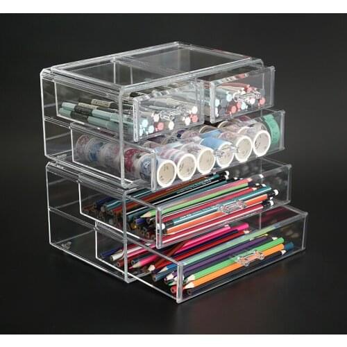 Transparent Makeup Organizer Cosmetic Storage Box Drawer Desktop Organizer Jewelry Stationery Storage Bins Lipstick Beauty Box