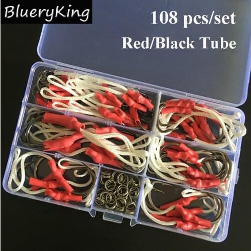 BlueKim 108pcs/box 10827 Stainless Steel Assist Hooks Jig Assist Fish Hooks Jigging Bait With PE Line Split Ring For Sea Fishing