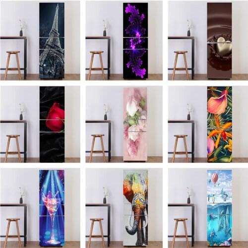Modern Flowers Animals Kitchen PVC Self adhesive Wallpaper Appliance Stickers Vinyl Furniture Fridge Dishwasher Contact Paper