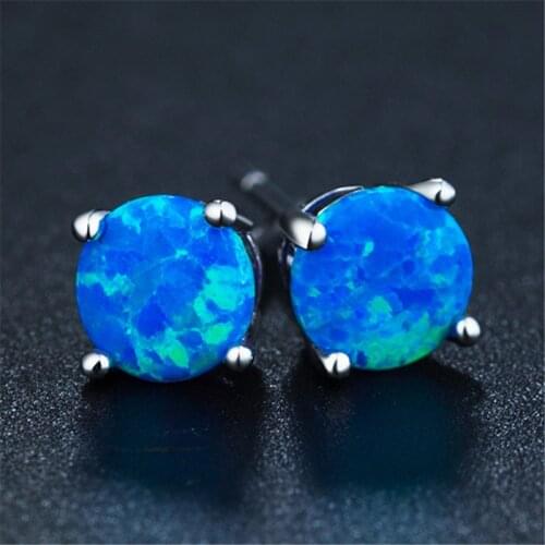 New Style Hot Selling Fashionable And Simple Blue Round Earrings Women Wedding Engagement Birthday Party Jewelry Gifts
