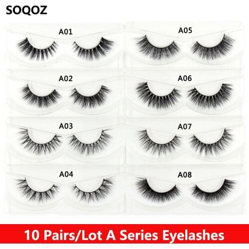 SOQOZ 10 Pairs/Lot 3D Mink Lashes False Eyelashes Natural Long Mink Eyelashes Cruelty Free Dramatic Eyelashes Fluffy Lashes