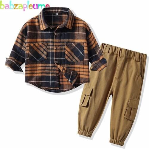 2Piece/1-5Years/Spring Outfits For Baby Boys Clothes Korean Fashion Casual Plaid Kids T-shirt+Pants Children Clothing Set BC1446