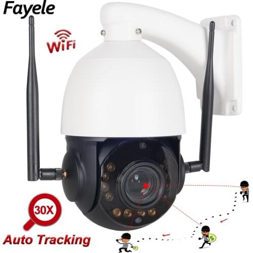 WIFI 3MP Auto Tracking PTZ Camera 30X Zoom Humanoid Motion Detection Outdoor Wireless IP Camera 2way Audio IR 80M Dual Light P2P