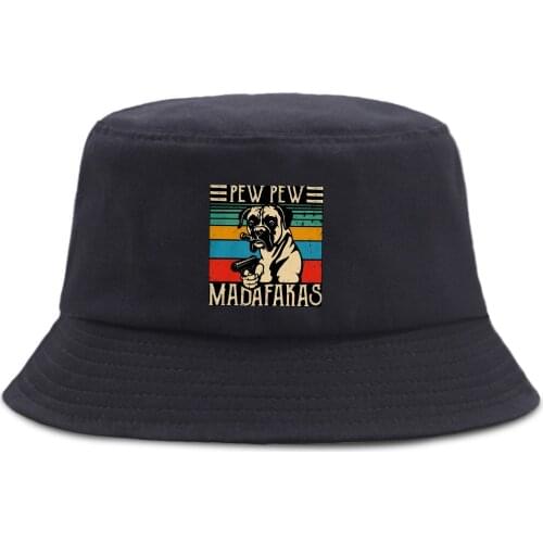 Funny pew pew madafakas cool dog Bucket Hats Vintage Cap Summer Mens Panama Caps Woman Men Bob Chapeau Fishing Fisherman Hat
