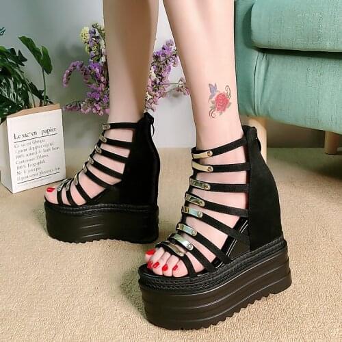 14cm Thick Bottom Wedges Womens Sandals 2020 Sexy Summer Woman Shoes Fashion Rome Fish Mouth Increase Within Sandals Pumps