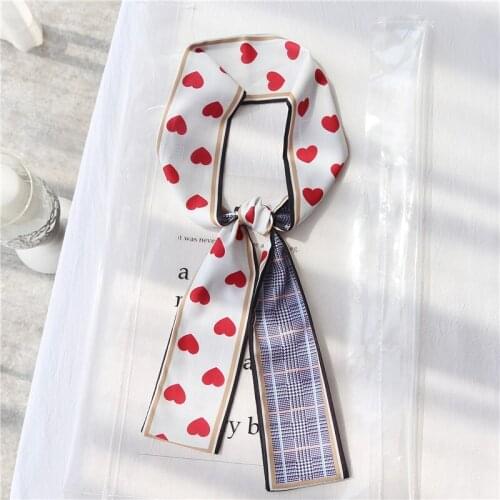 Yishine 2019 New Women Soft Scarf Sweet Hearts Dots Prints Long Wraps Scarves Shawl for Girl Handkerchief Bag Hat Bag Decors