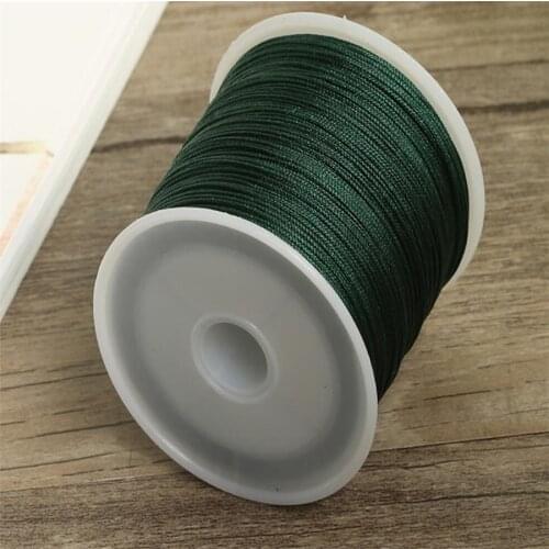 0.8MM Dk Green Nylon Thread Chinese Knot Macrame Cord Bracelet Braided String DIY Tassels Beading Shamballa String 50 meters
