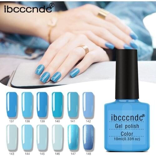 10ml Glass Bottle Blue Ocean Series Nail Polish Gel Nail Polish 12 Colors Blue Ocean Series Nail Varnish Polish UV Gel