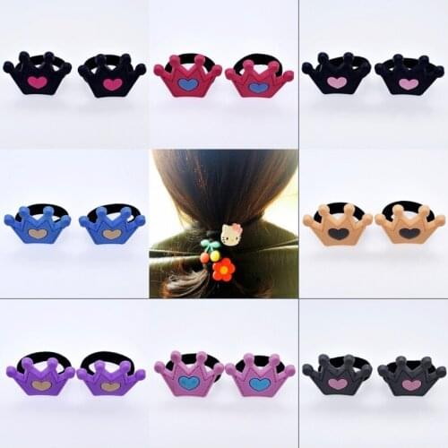 10Pcs/Set Kids Girls Cute Crown With Heart Hair Ties Colorful Elastic Hair Rope Accessories Birthday Gift