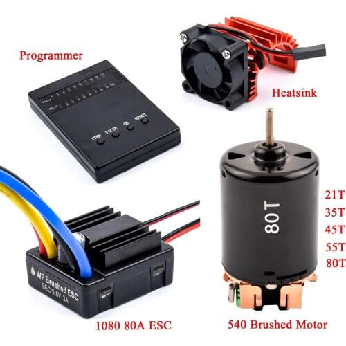 108080A brush speed controller, with brush ESC + 540 brush motor + 540 cooling fan + 1/10 RC car programmer