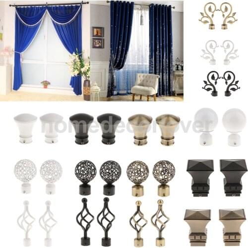 2Pcs Window Curtain Rod Drapery Pole Finals Decorative Heads Cap 28mm Inner Diameter
