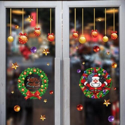 2020 Wonderful Christmas Wall Stickers Window Glass Festival Door Decals garland Santa Mural New Year Decorations for Home Decor