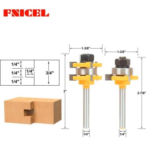 2pc1/4" Shank Tongue and Groove Router Bit Set Shaker Woodworking Chisel Stock Wood Cutting Tool