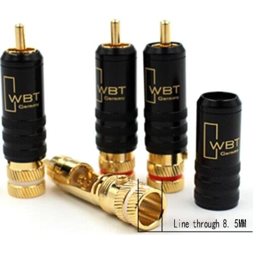 4pcs Hifi RCA connectors male WBT-0144 signal line plug WBT 0144 RCA plug lotus head copper RCA plug connectors