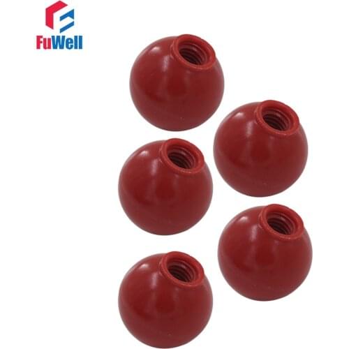 5pcs Red Ball Knobs without Insert M5/M6/M8/M10/M12/M16 Thread Machine Tool Replacement Bakelite Ball Lever Knob