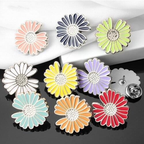 6pcs Small Daisy Brooch Anti-glare Buttons Sewing-free Detachable Coat Shirt Buckle Accessories Colored Snap Button