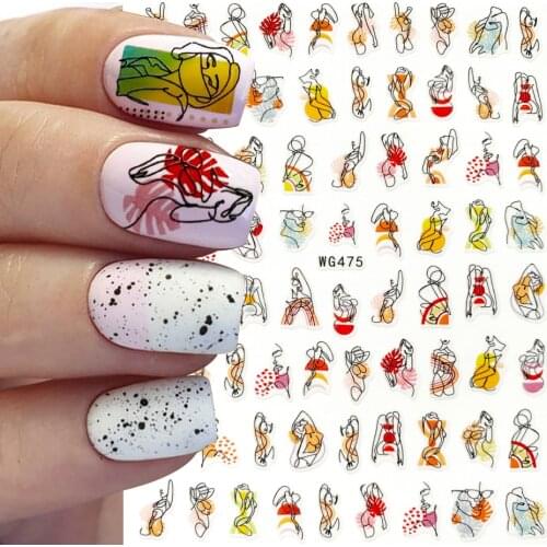 1pcs Abstract Abstract Lady Face 3D Nail Stickers Decals Nail Art Decorations Manicures Foils Decoration For New year Gift