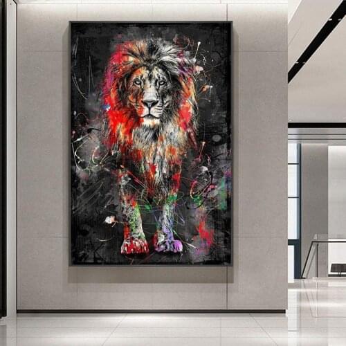 Abstract Colorful Lion Canvas Paintings on The Wall Art Posters and Prints Modern Animals Wall Cuadros Pictures Home Decoration