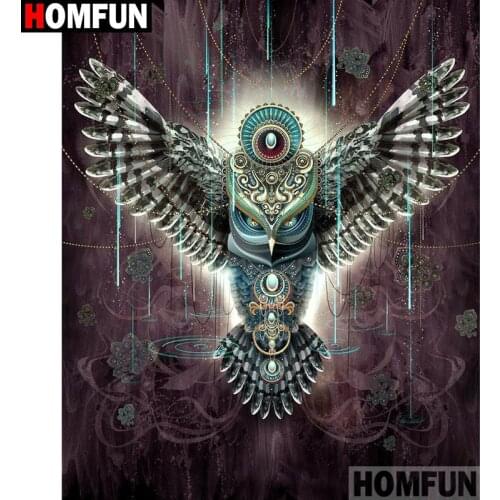 HOMFUN Full Square/Round Drill 5D DIY Diamond Painting "Owl scenery" Embroidery Cross Stitch 3D Home Decor Gift A17520