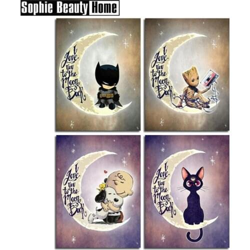 Diamond Painting Full Square Drill Moon Rhinestones Pictures Diamond Embroidery Sale Cartoon Cat Cross Stitch Mosaic Gift 19B034