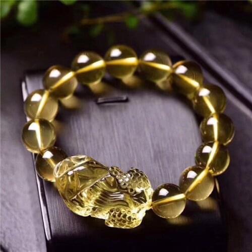 14MM Natural lemon yellow crystal brave troops Bracelet AAA 40*23*18mm