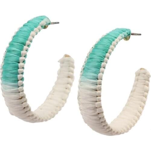 C Shape Handmade Colorful Raffia Rope Braided Drop Dangle Earrings for Women Florate Brand New Handmade Party Statement Earrings