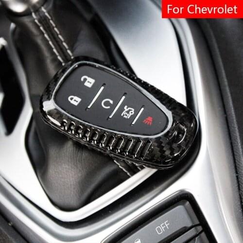 Real Carbon Fiber Car Auto Remote Key Case Shell Cover Accessory Trim For Chevrolet Camaro Chevy Cruze Trax Malibu Sonic Spark
