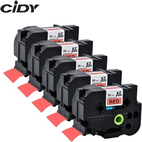 CIDY 5Pcs TZe-461 TZe 461 TZ461 TZ-461 tze461 used for P Touch Labels 100% Compatible FOR Brother Black on Red Label Tape