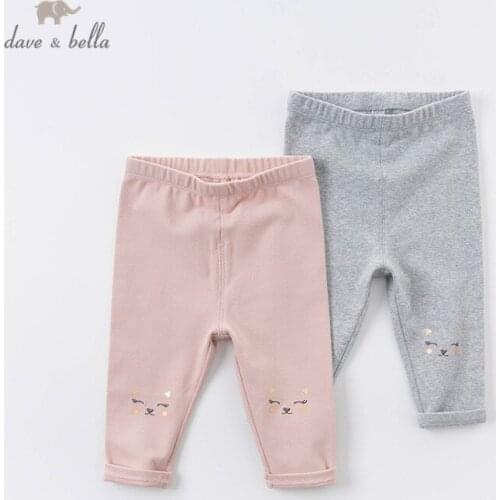 DBZ15282 dave bella autumn baby girls fashion cartoon pants children full length kids pants infant toddler trousers
