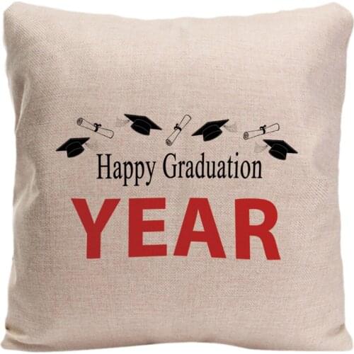 Happy Graduation Throw Pillow Case Caps And Diplomas (Red) Decorative Cushion Cover Pillowcase Customize Gift For Car Sofa