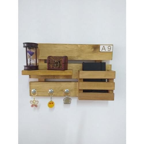 Blue Energy Decorative Wood Key Chain Strap Wall Mail Rack
