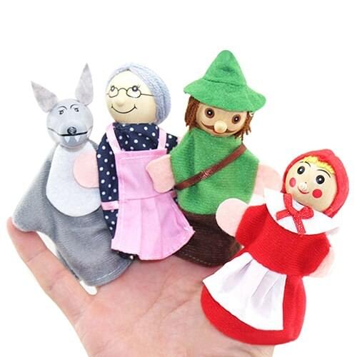 Hot Sale Little Red Riding Hood and Wolf Fairy Story Play Game Finger Puppets Toys Set 7KPI
