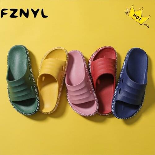 FZNYL 2020 Fashion Home Slippers Men Beach Sandals Ladies Indoor Bathroom Comfortable Slides Women Summer Shoes Flip Flops