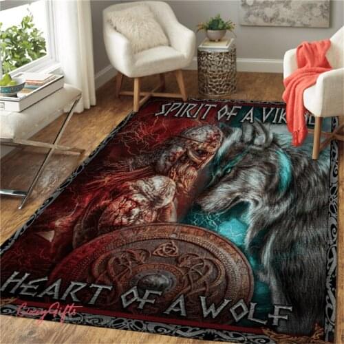 Viking Heart Of A Wolf 3D All Over Printed Rug Floor Mat Rug Non-slip Mat Dining Room Living Room Soft Bedroom Carpet