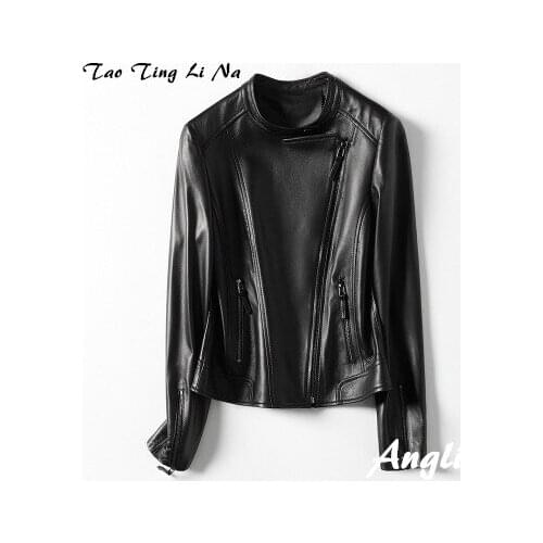 Top brand Spring 2020 Women Genuine Real Sheep Leather Jacket H17 high quality