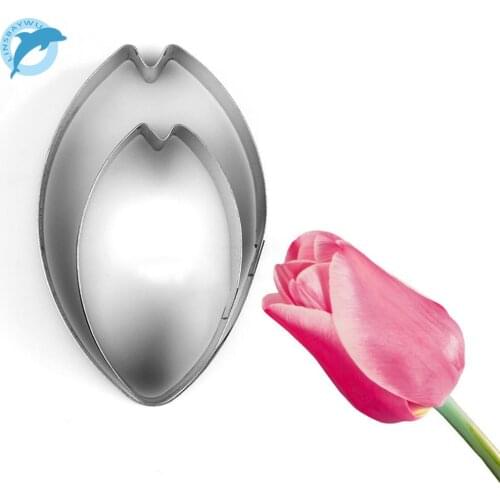 LINSBAYWU2pcs/set Tulip Petal Flower Cookie Cutter Cake Decorating Tools Fondant Cupcake Mold Biscuit Cutter Baking Cookie Tools