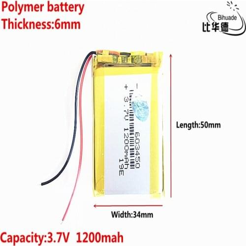 Liter energy battery Good Qulity 3.7V,1200mAH 603450 Polymer lithium ion / Li-ion battery for tablet pc BANK,GPS,mp3,mp4