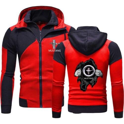 2021 Mustang Logo Jacket Men Sweatshirt Hoody Spring Autumn Fleece Cotton Harajuku Male Clothing Zipper Hoodies