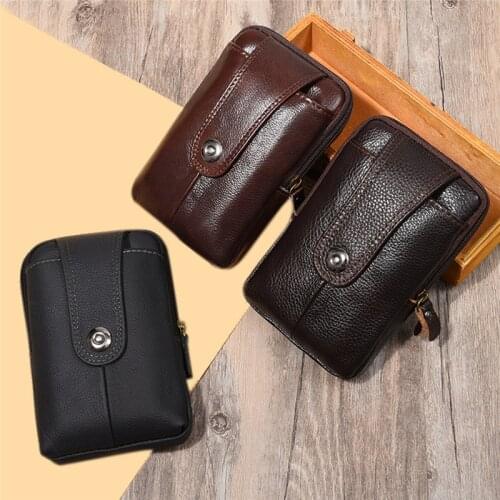 Men PU Leather Waist Pack Bag Mini Cell/Mobile Phone Pockets Case Coin Purse Male Fanny Money Bags Vintage Waist Bag