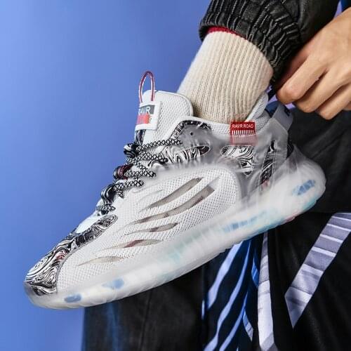 Mens Chunky Running Shoes Breathable Graffiti Sneakers High Quality No-slip Damping Jogging Shoes Outdoor All-match Zapatillas