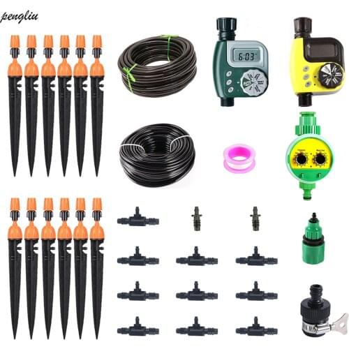Home plant Watering Kits 8/11mm/10M & 4/7mm/20M Hose DIY Micro Drip Irrigation set With Adjustable Dripper System Irrigator