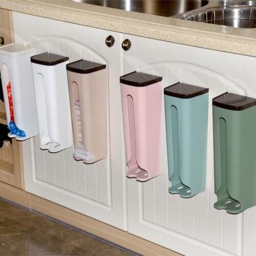 Home Wall Mount Kitchen Storage Garbage Rubbish Bag Storage Box Plastic Organizer Container Garbage Bag Dispenser Kitchen Items