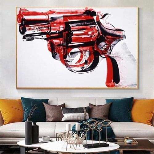 Wall Pictures for Living Room Andy Warhol Abstract Painting Gun Pop Art Canvas Prints and Posters Home Decor Unframed