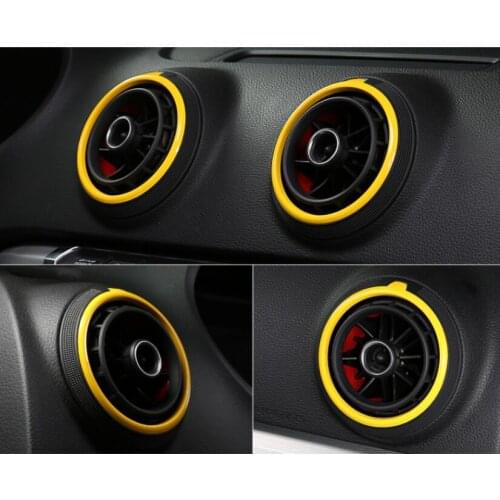 New! 4pcs Yellow Air Condition Vent Outlet Ring Replacement Cover Trim For Audi A3 S3 2013 2014 2015 2016 2017