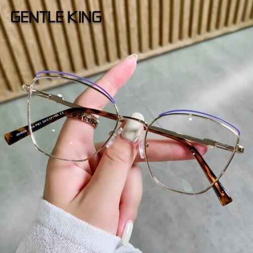 GENTLE KING Cat Eye Metal Anti Blue Light Glasses Frame Men Women Computer Games Goggles Eyeglasses Optical Spectacle Frame