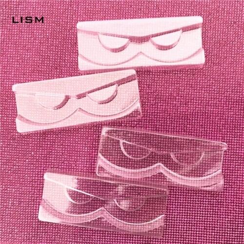 Wholesale 50/pack clear lash trays plastic mink lashes holder eyelash rectangletray for eyelash packaging box case bulk vendors