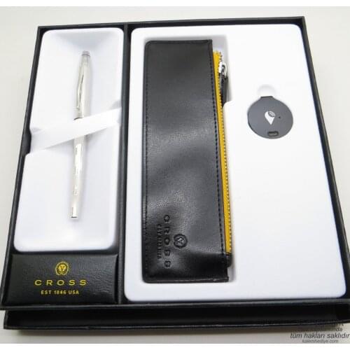 Cross Art Deco Platinum Patterned Track-R Can Be Tracking Sheathed Gift Pen Set | Cross Pen | İsme Custom pen